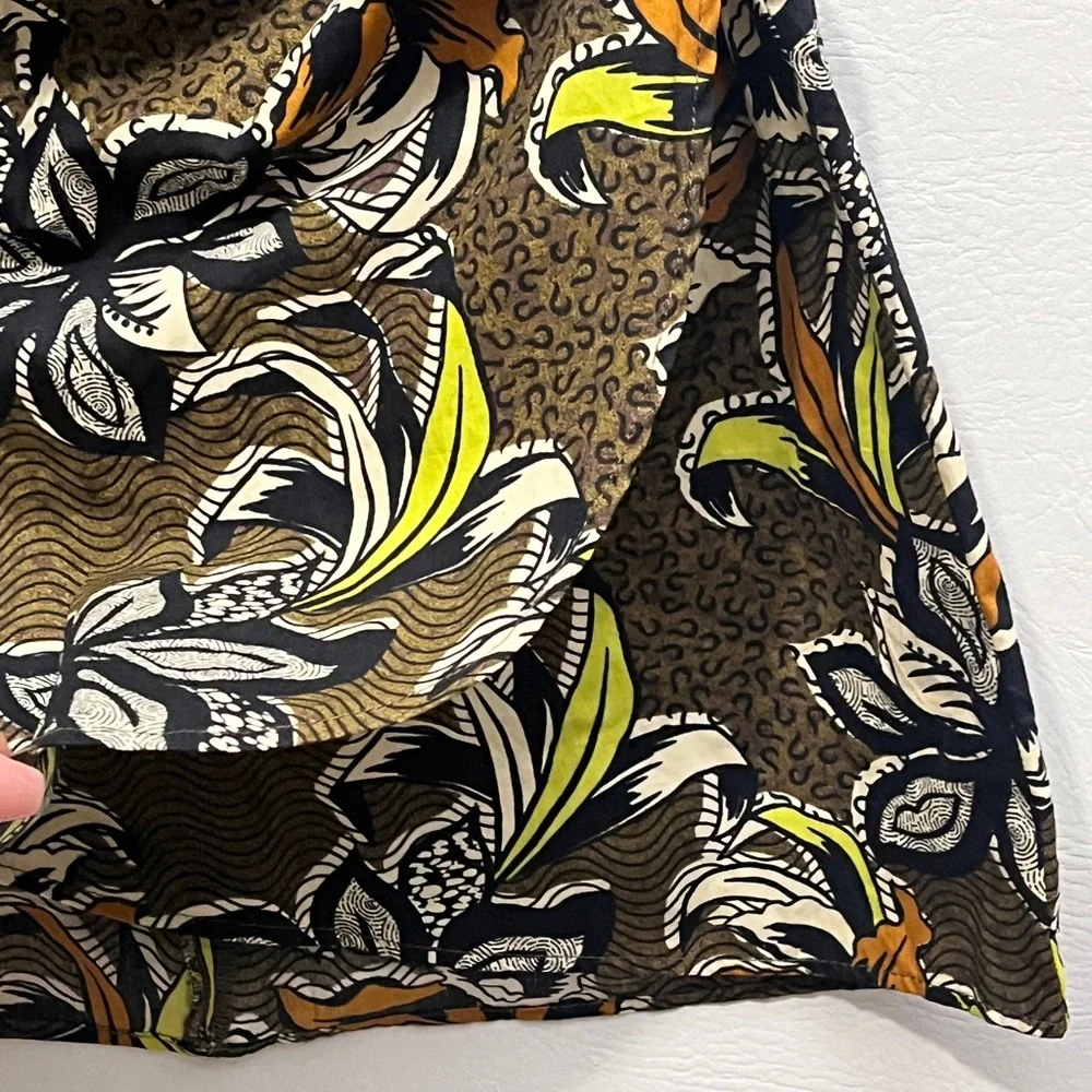 Zara Ethnic Print Beaded Floral Dress - Black, White, Green, Brown Small - Picture 8 of 16